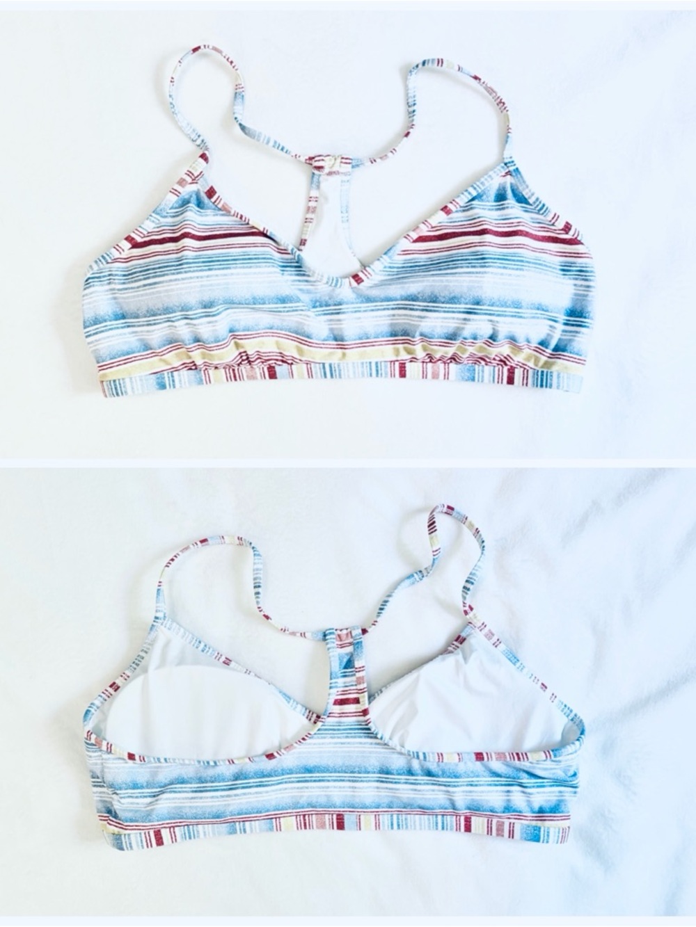 Carve Designs Stinson Bikini Top Blue White Striped Racerback Swim Surf XL